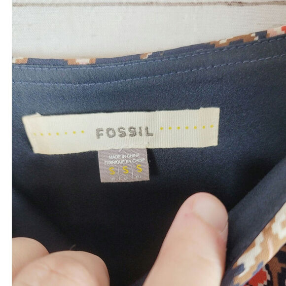 Fossil Multicolored Aztec Print Spaghetti Strap Mini Sundress, sz Small - Picture 3 of 15